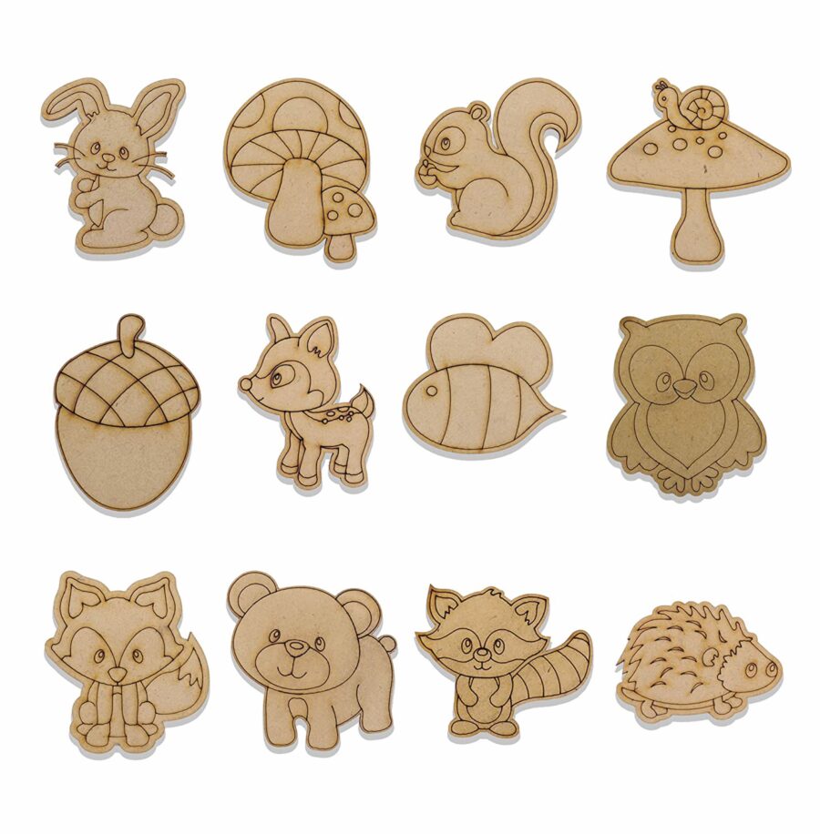Board Animal Shape Cutouts Craft (Set of 12)