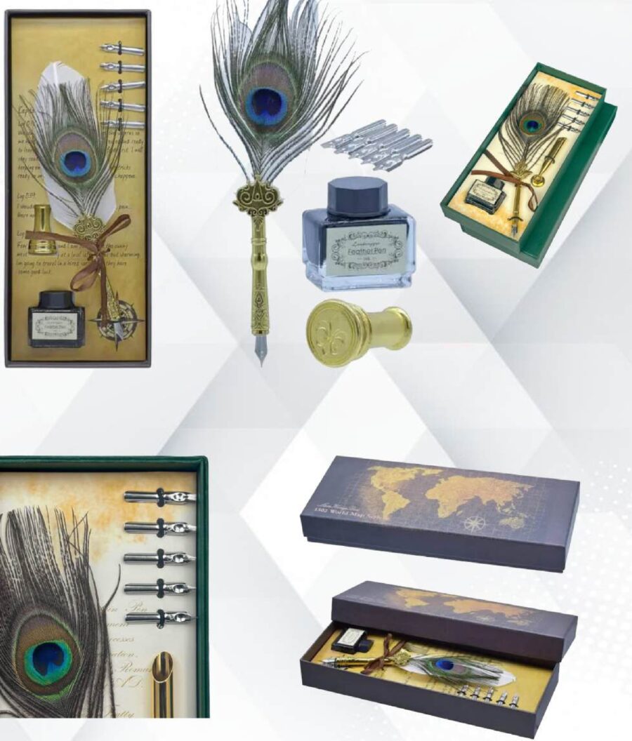 TL-1277- PEACOCK FEATHER PEN SET