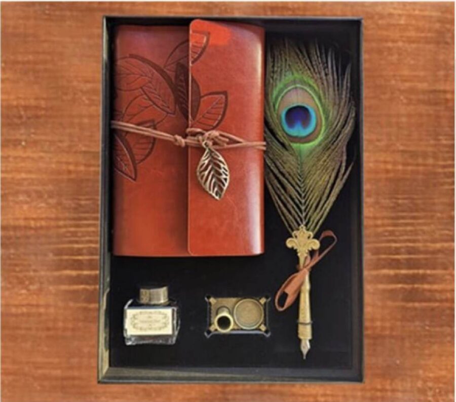 TL-1278- PEACOCK FEATHER PEN SET & DIARY SET