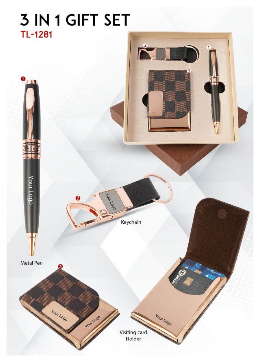 TL-1281-3 IN 1 GIFT SET-Brown