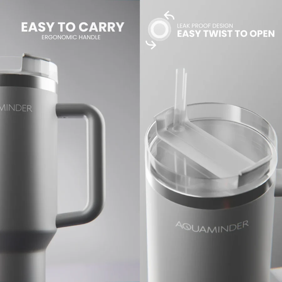 Stainless Steel Tumbler with Handle, Straw & Lid 1.2 Litre Nile+ SS304 Material with App Connectivity - Image 8
