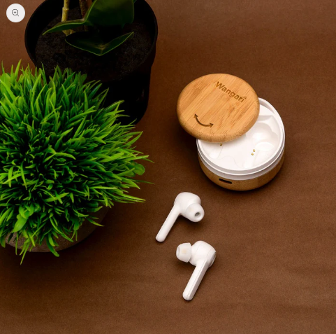 Wangari- Cherry Bamboo Wireless Earbuds